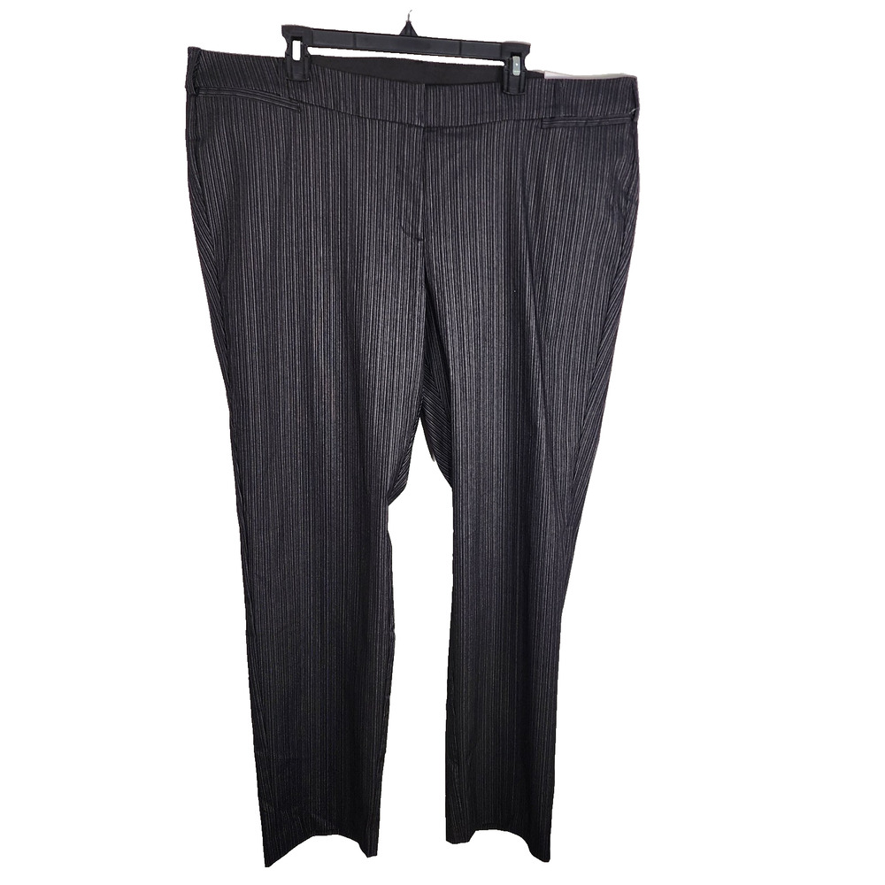 Lane Bryant Womens The Allie Pants Black Pinstripe Straight Leg Plus Size 24 Reg